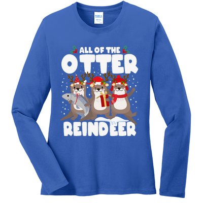 All Of The Otter Reindeer Funny Christmas Pajama Gifts Ladies Long Sleeve Shirt