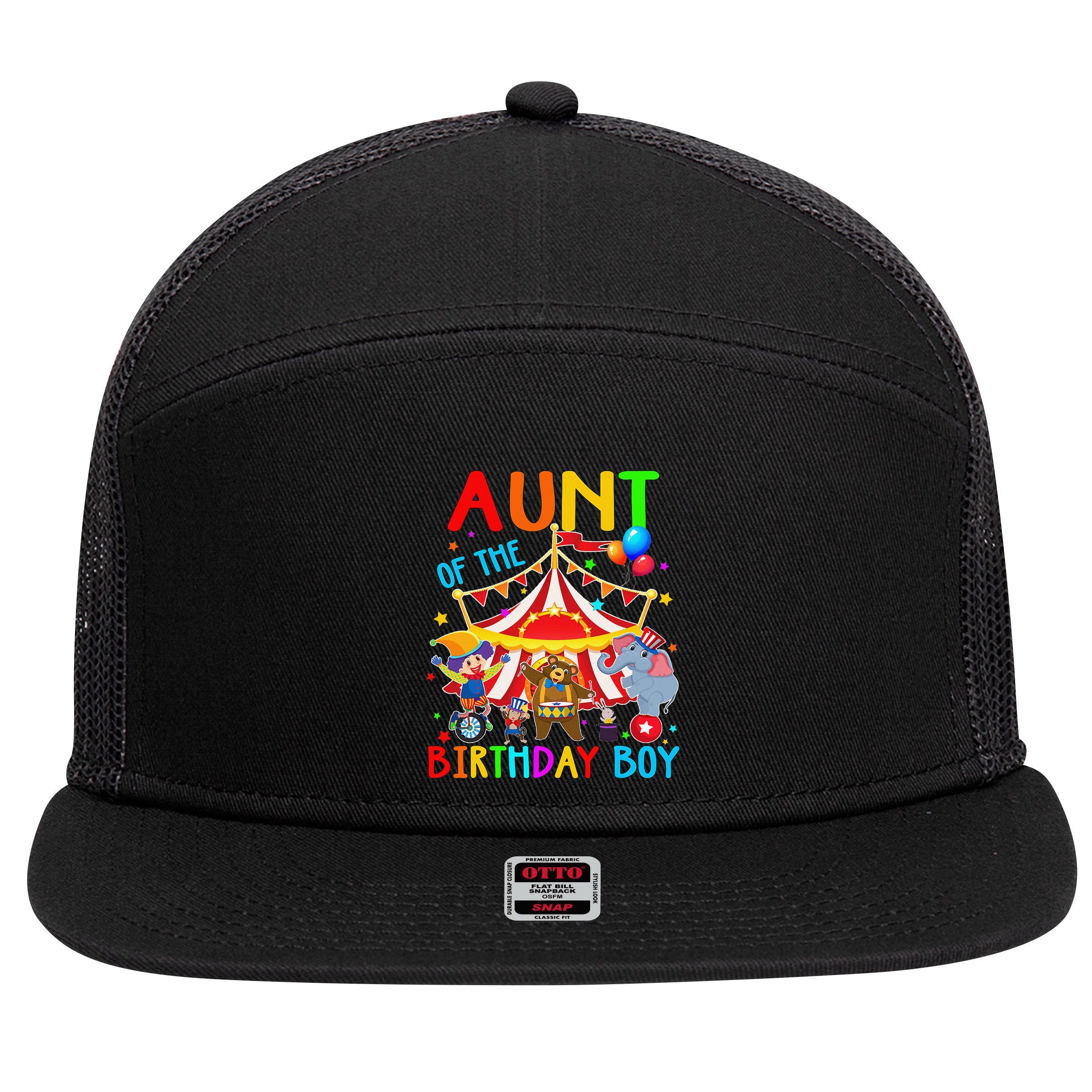 Aunt Of The Birthday Carnival Circus Themed Family Bday 7 Panel Mesh Trucker Snapback Hat