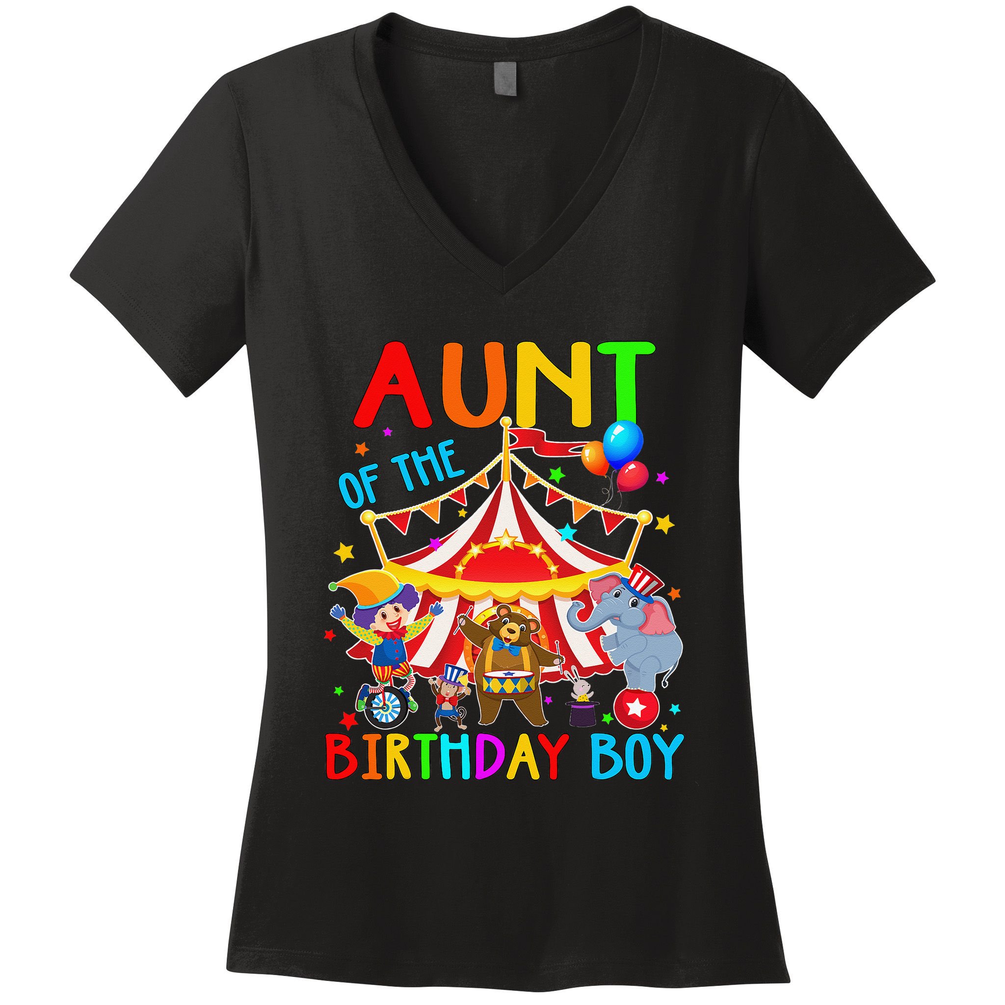 Aunt Of The Birthday Carnival Circus Themed Family Bday Women's V-Neck T-Shirt