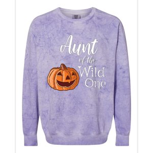 Aunt Of The Wild One First Birthday Halloween Pumpkin Gift Colorblast Crewneck Sweatshirt