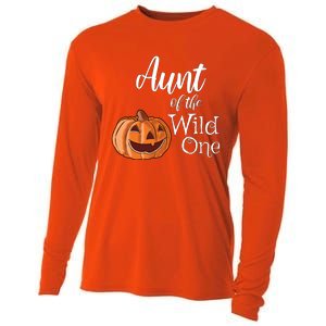 Aunt Of The Wild One First Birthday Halloween Pumpkin Gift Cooling Performance Long Sleeve Crew