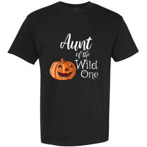 Aunt Of The Wild One First Birthday Halloween Pumpkin Gift Garment-Dyed Heavyweight T-Shirt