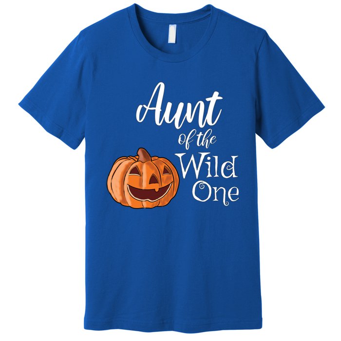 Aunt Of The Wild One First Birthday Halloween Pumpkin Gift Premium T-Shirt