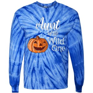 Aunt Of The Wild One First Birthday Halloween Pumpkin Gift Tie-Dye Long Sleeve Shirt