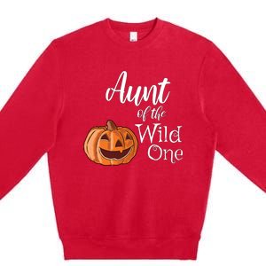 Aunt Of The Wild One First Birthday Halloween Pumpkin Gift Premium Crewneck Sweatshirt