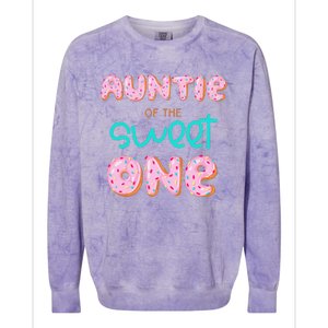 Auntie of The Sweet One First Birthday Matching Family Donut Colorblast Crewneck Sweatshirt