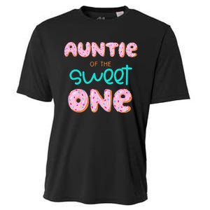 Auntie of The Sweet One First Birthday Matching Family Donut Cooling Performance Crew T-Shirt