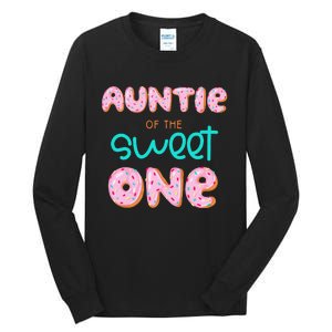 Auntie of The Sweet One First Birthday Matching Family Donut Tall Long Sleeve T-Shirt