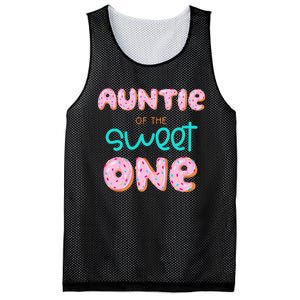 Auntie of The Sweet One First Birthday Matching Family Donut Mesh Reversible Basketball Jersey Tank