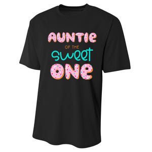 Auntie of The Sweet One First Birthday Matching Family Donut Performance Sprint T-Shirt