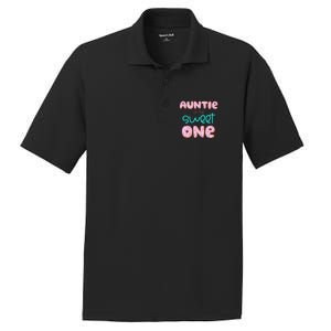 Auntie of The Sweet One First Birthday Matching Family Donut PosiCharge RacerMesh Polo