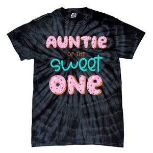 Auntie of The Sweet One First Birthday Matching Family Donut Tie-Dye T-Shirt