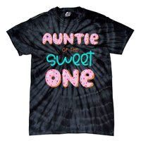 Auntie of The Sweet One First Birthday Matching Family Donut Tie-Dye T-Shirt