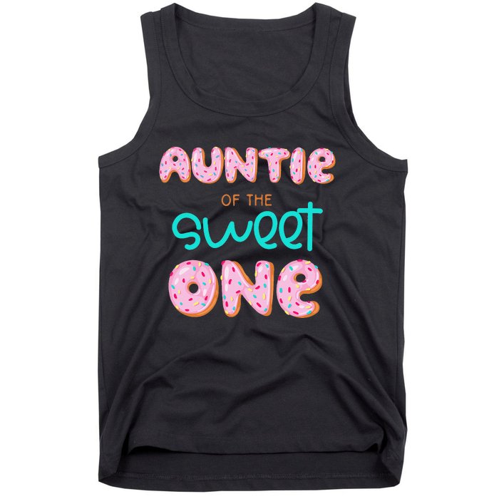 Auntie of The Sweet One First Birthday Matching Family Donut Tank Top