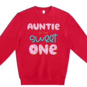 Auntie of The Sweet One First Birthday Matching Family Donut Premium Crewneck Sweatshirt