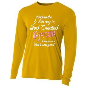 And On The 8th Day God Created Bacon Funny Clever Christian Gift Cooling Performance Long Sleeve Crew