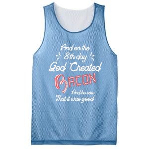 And On The 8th Day God Created Bacon Funny Clever Christian Gift Mesh Reversible Basketball Jersey Tank