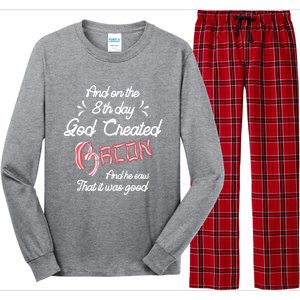 And On The 8th Day God Created Bacon Funny Clever Christian Gift Long Sleeve Pajama Set