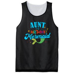 Aunt of the Birthday Mermaid Matching Family Party Squad Mesh Reversible Basketball Jersey Tank