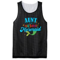 Aunt of the Birthday Mermaid Matching Family Party Squad Mesh Reversible Basketball Jersey Tank