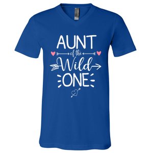 Aunt Of The Wild One Funny 1st Birthday Safari Great Gift V-Neck T-Shirt