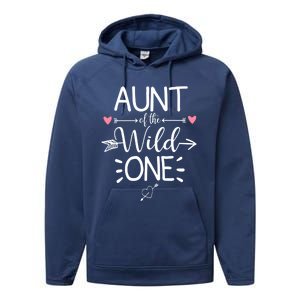 Aunt Of The Wild One Funny 1st Birthday Safari Great Gift Performance Fleece Hoodie