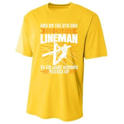 And On The 8th Day God Created Line Electrician Gift Performance Sprint T-Shirt