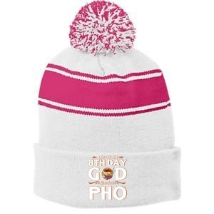 And On The 8th Day God Created Pho Noodles Gift Stripe Pom Pom Beanie