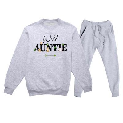 Auntie Of The Wild One Zoo Birthday Safari Jungle Animal Premium Crewneck Sweatsuit Set