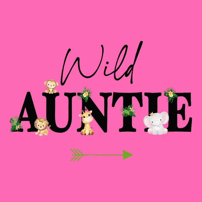 Auntie Of The Wild One Zoo Birthday Safari Jungle Animal Stripe Pom Pom Beanie