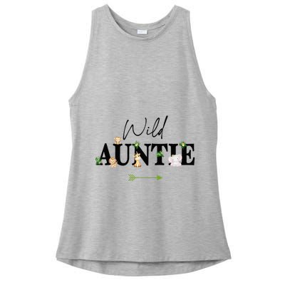 Auntie Of The Wild One Zoo Birthday Safari Jungle Animal Ladies PosiCharge Tri-Blend Wicking Tank