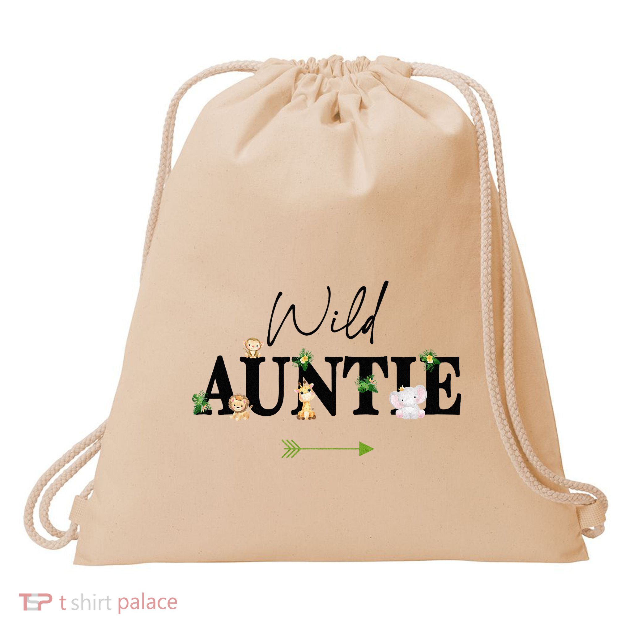 Auntie Of The Wild One Zoo Birthday Safari Jungle Animal Drawstring Bag
