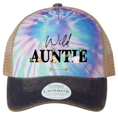 Auntie Of The Wild One Zoo Birthday Safari Jungle Animal Legacy Tie Dye Trucker Hat