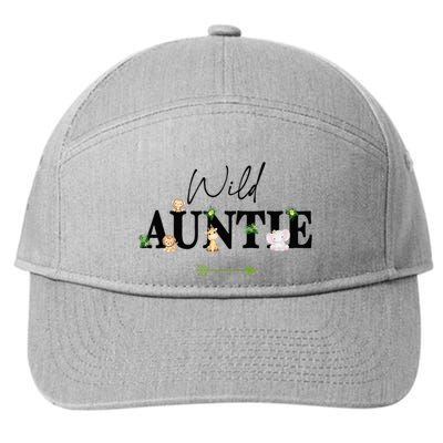 Auntie Of The Wild One Zoo Birthday Safari Jungle Animal 7-Panel Snapback Hat
