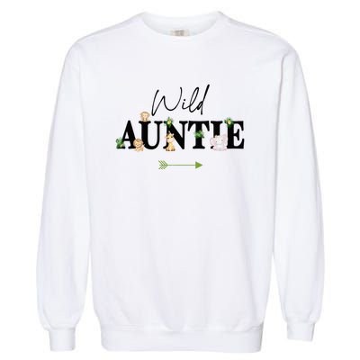 Auntie Of The Wild One Zoo Birthday Safari Jungle Animal Garment-Dyed Sweatshirt