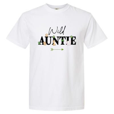 Auntie Of The Wild One Zoo Birthday Safari Jungle Animal Garment-Dyed Heavyweight T-Shirt