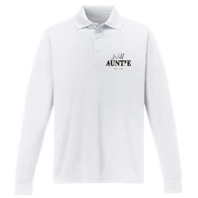 Auntie Of The Wild One Zoo Birthday Safari Jungle Animal Performance Long Sleeve Polo