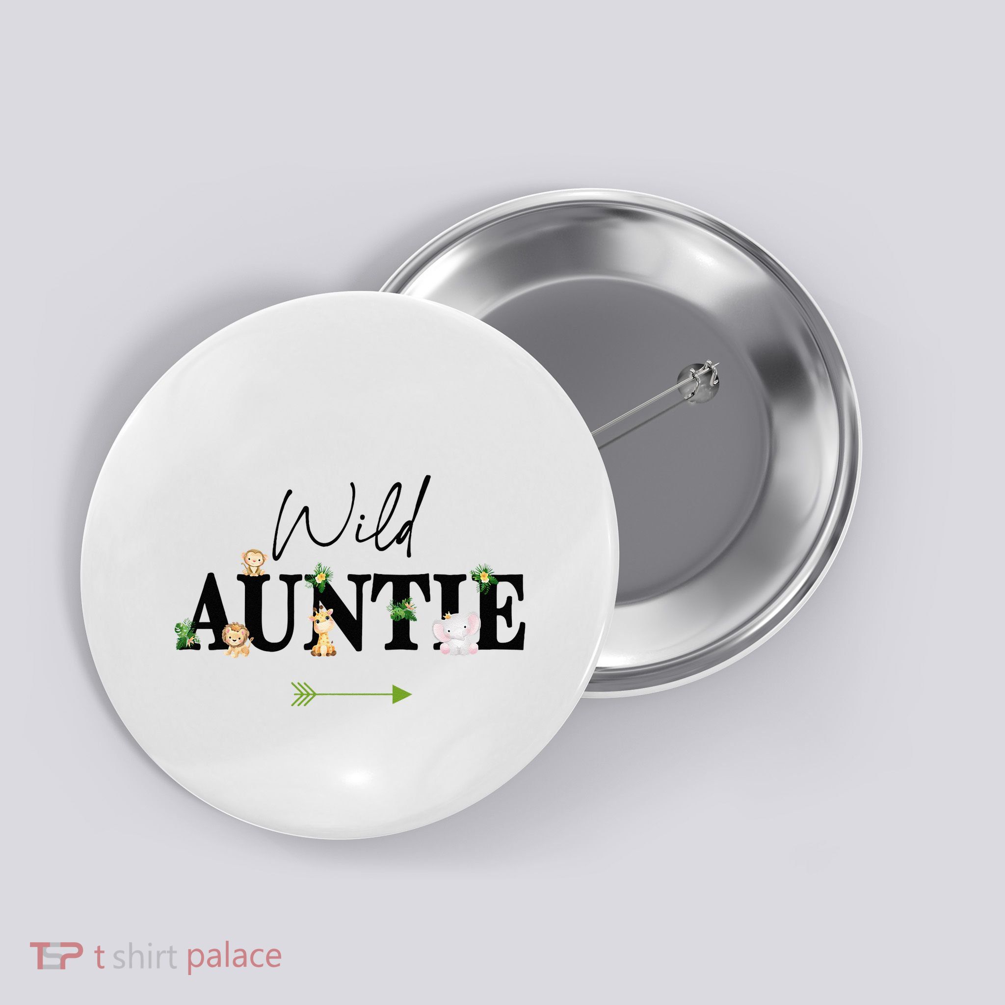 Auntie Of The Wild One Zoo Birthday Safari Jungle Animal Button
