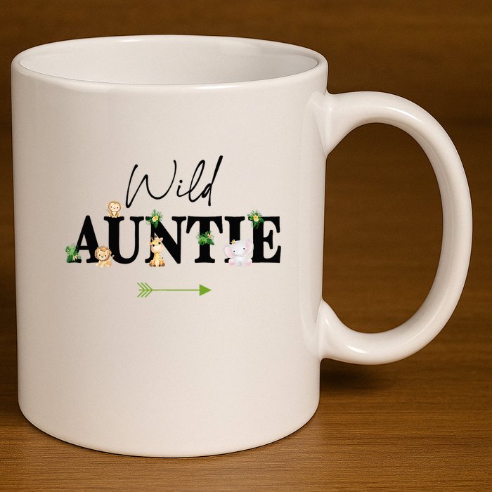 Auntie Of The Wild One Zoo Birthday Safari Jungle Animal 11oz C Handle Ceramic Mug
