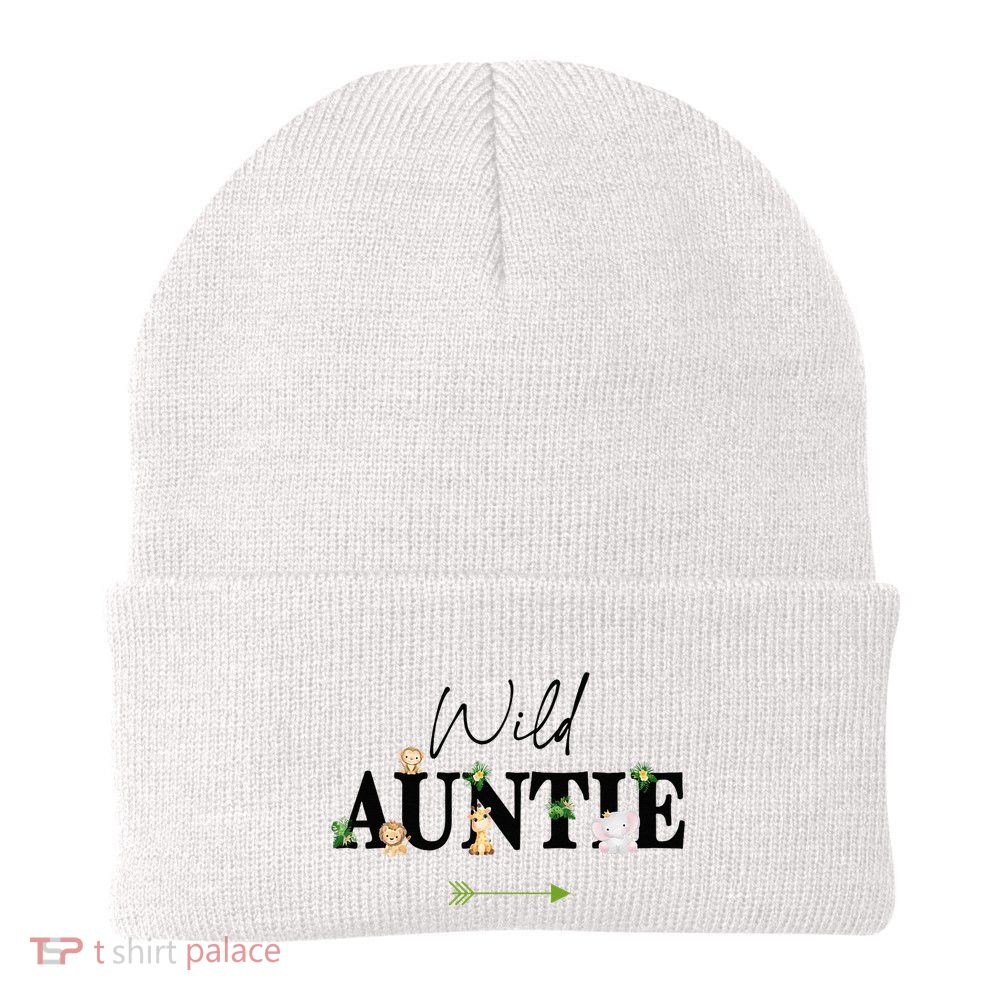Auntie Of The Wild One Zoo Birthday Safari Jungle Animal Beanie