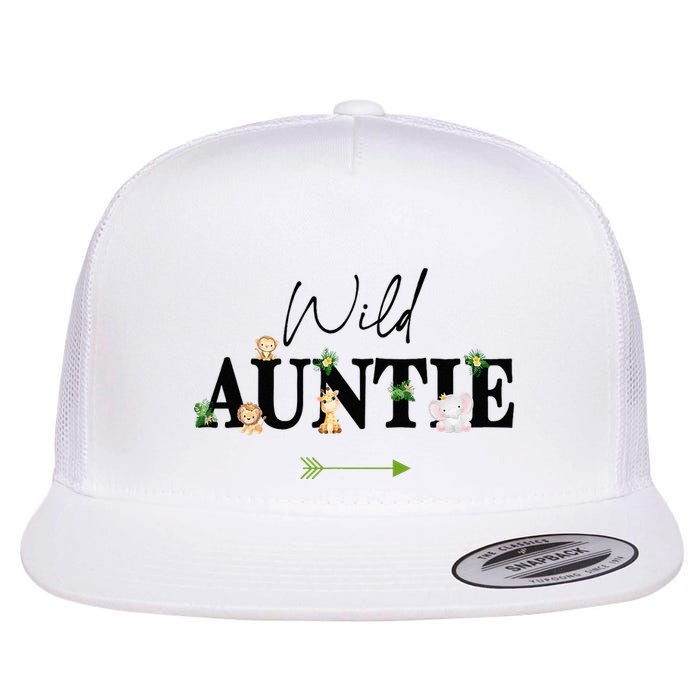 Auntie Of The Wild One Zoo Birthday Safari Jungle Animal Flat Bill Trucker Hat
