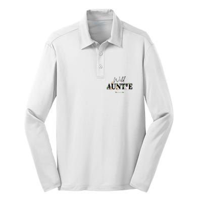 Auntie Of The Wild One Zoo Birthday Safari Jungle Animal Silk Touch Performance Long Sleeve Polo