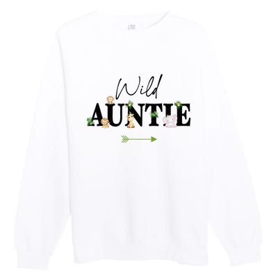 Auntie Of The Wild One Zoo Birthday Safari Jungle Animal Premium Crewneck Sweatshirt