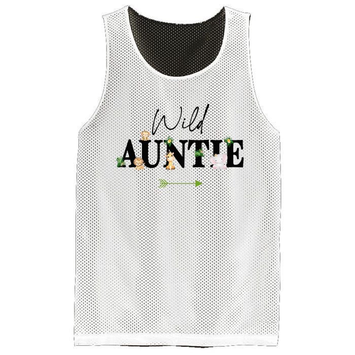 Auntie Of The Wild One Zoo Birthday Safari Jungle Animal Mesh Reversible Basketball Jersey Tank