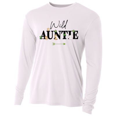 Auntie Of The Wild One Zoo Birthday Safari Jungle Animal Cooling Performance Long Sleeve Crew