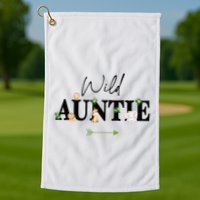 Auntie Of The Wild One Zoo Birthday Safari Jungle Animal Golf Towel