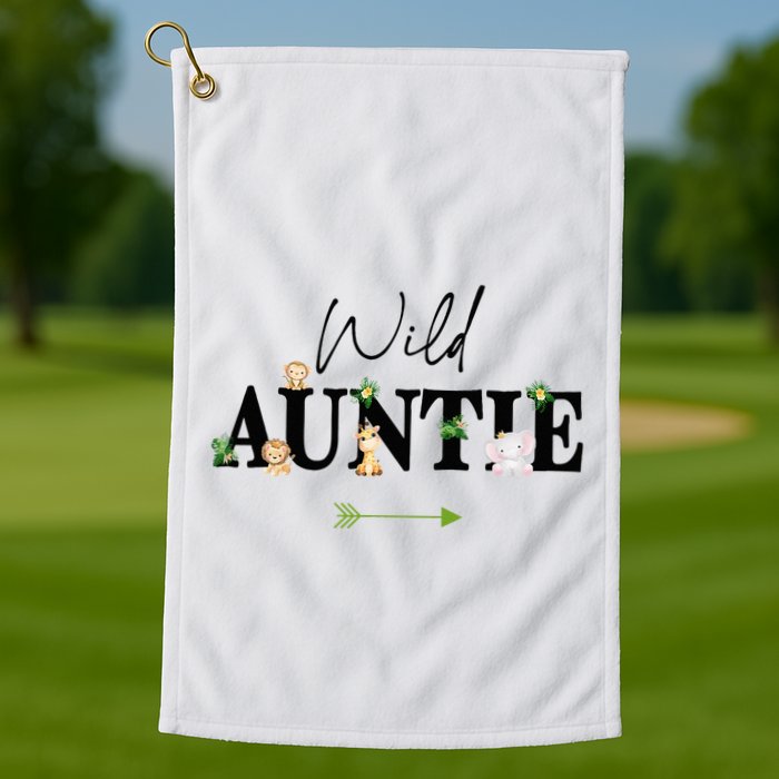 Auntie Of The Wild One Zoo Birthday Safari Jungle Animal Golf Towel