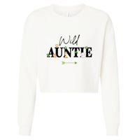 Auntie Of The Wild One Zoo Birthday Safari Jungle Animal Cropped Pullover Crew