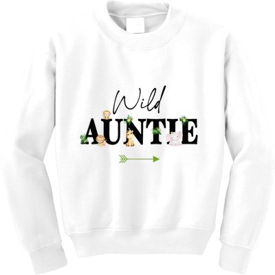 Auntie Of The Wild One Zoo Birthday Safari Jungle Animal Kids Sweatshirt