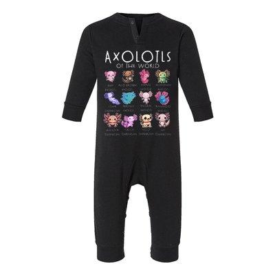 Axolotls Of The World Funny Kawaii Axolotls Infant Fleece One Piece